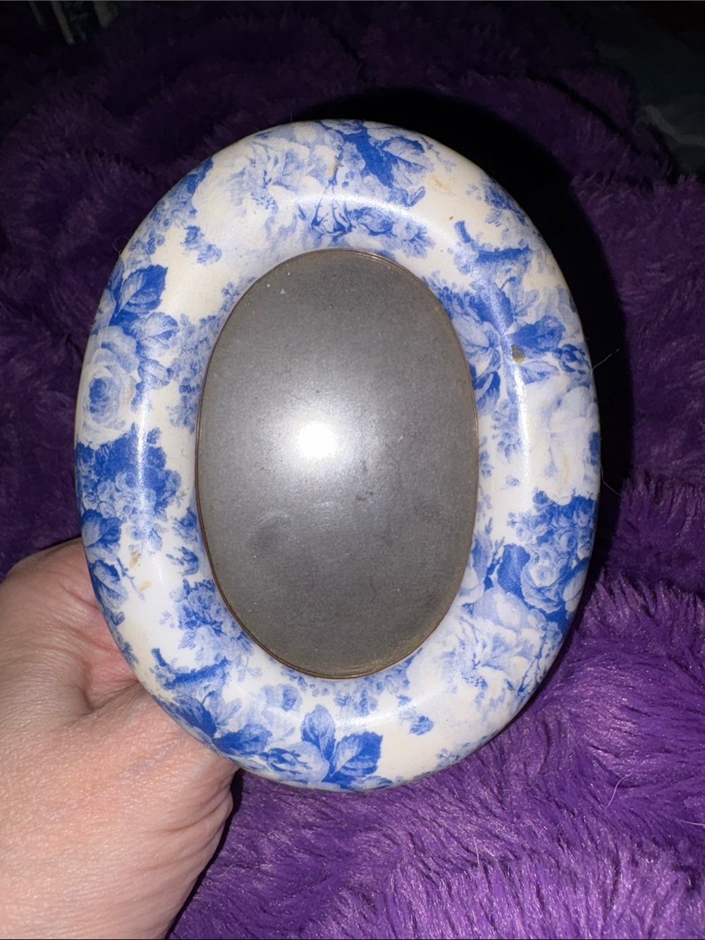 Blue Floral Oval Home Art Frame - Unbranded